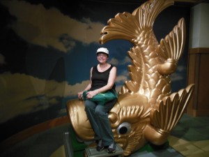 Posing on the Golden Dolphin